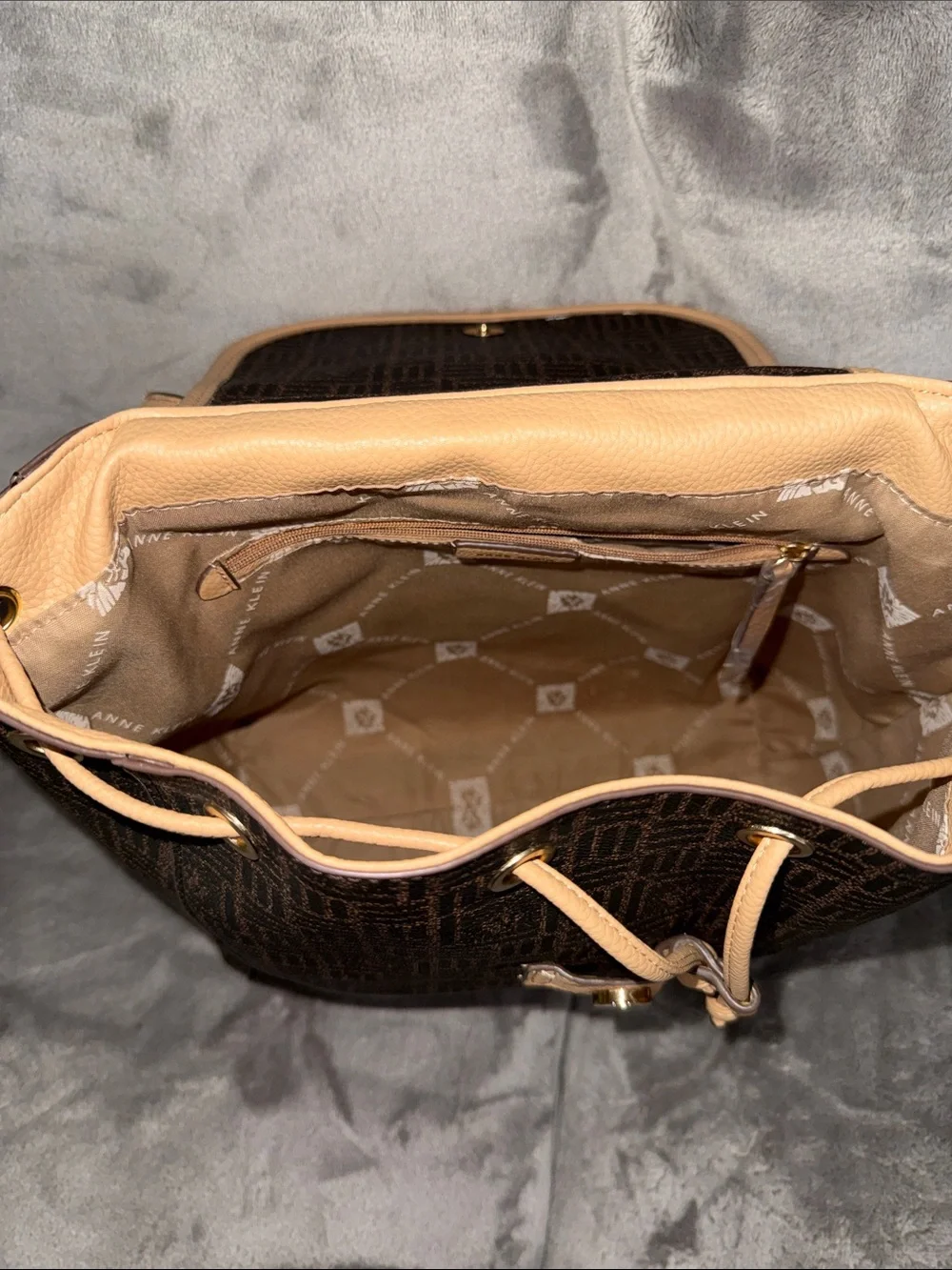Brown Monogram Backpack with Tan Trim